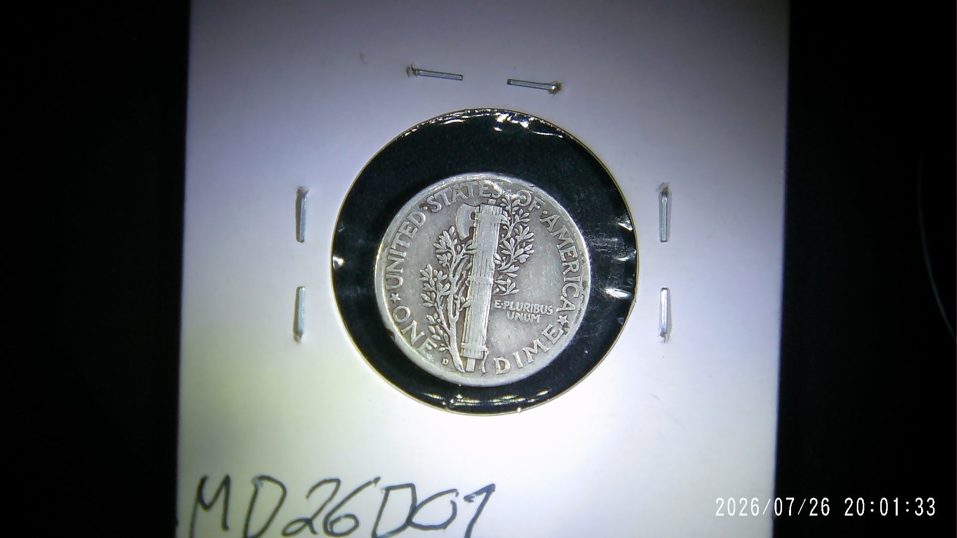1926-D Mercury Dime VF20