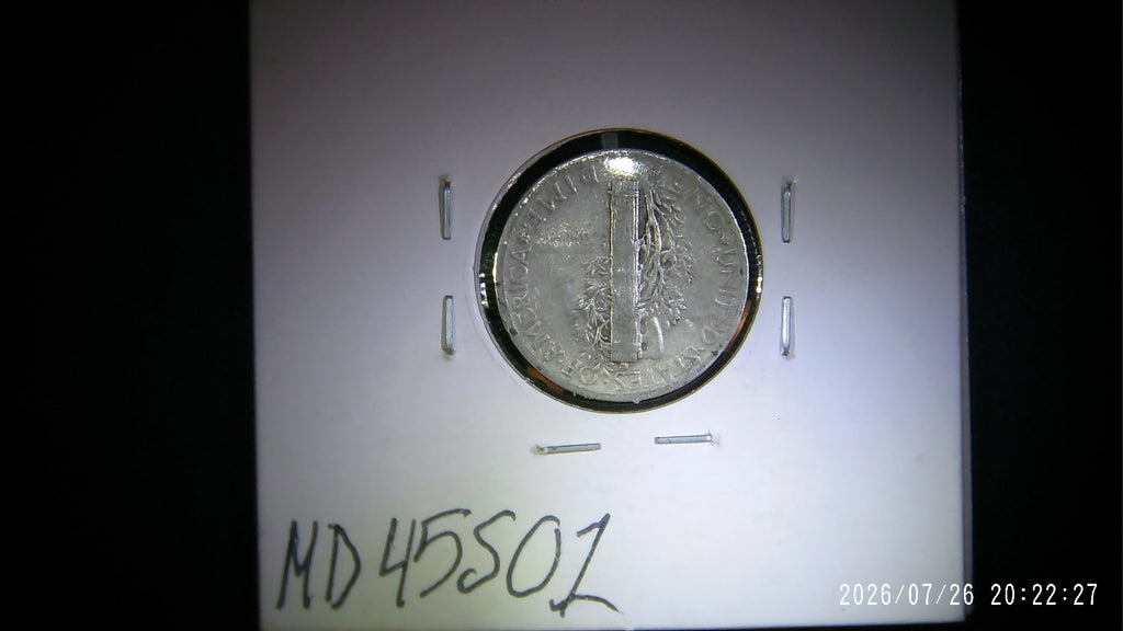 1945 Micro S Mercury Dime VF20