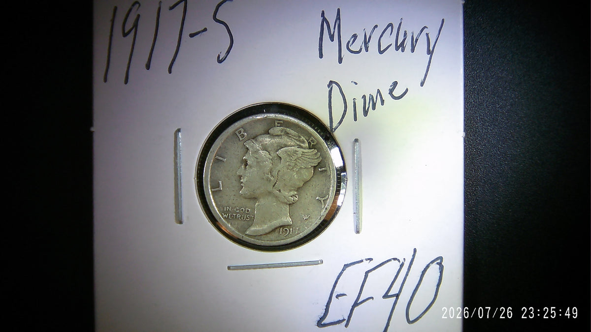 1917-S Mercury Dime EF40