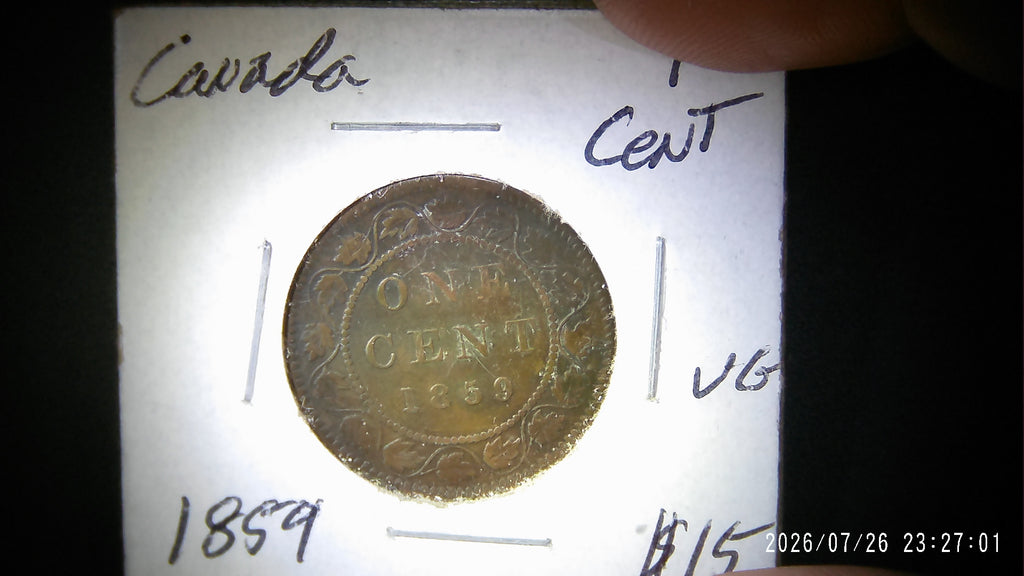 1859 Canadian one cent piece VG