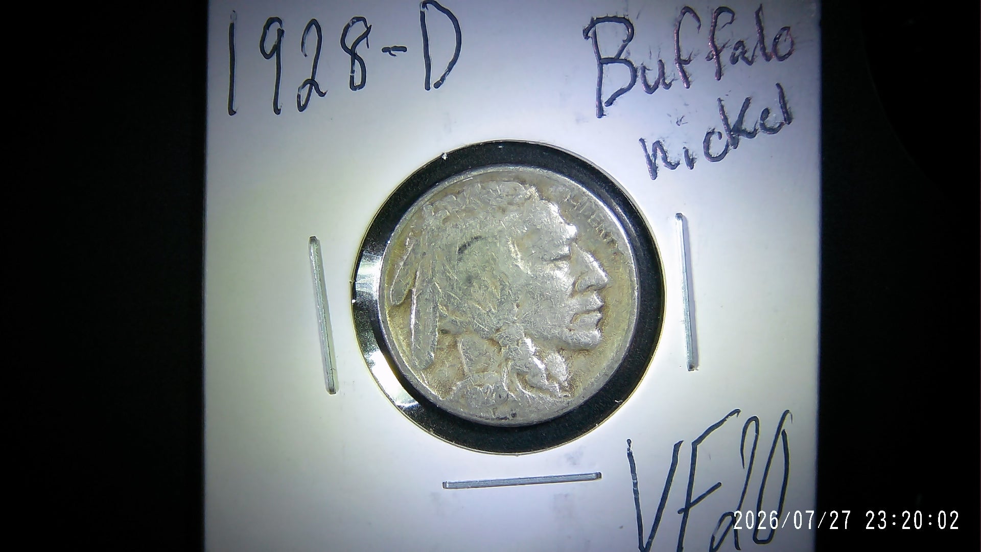 1928-D Buffalo Nickel VF20