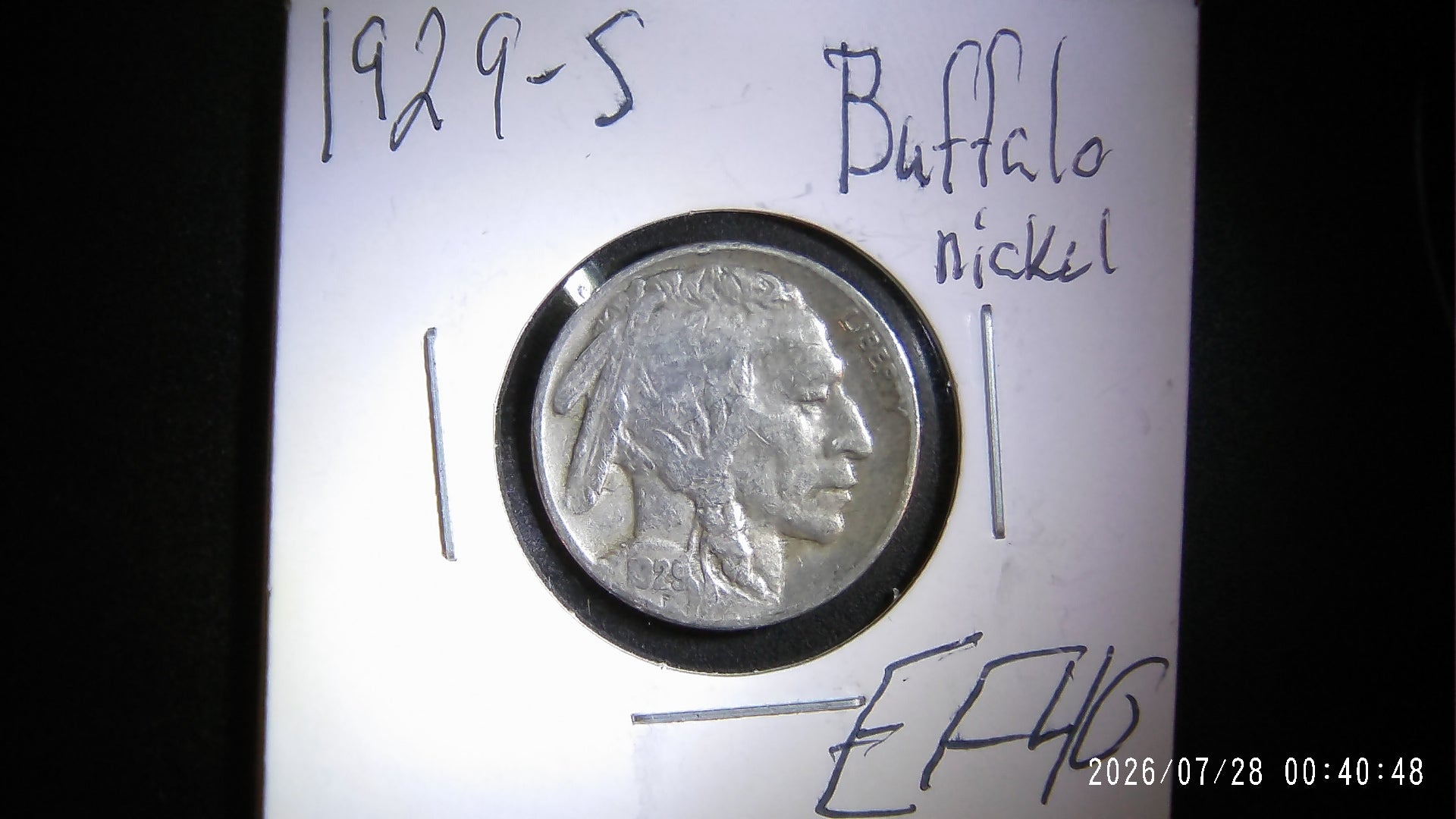 1929-S Buffalo Nickel EF40