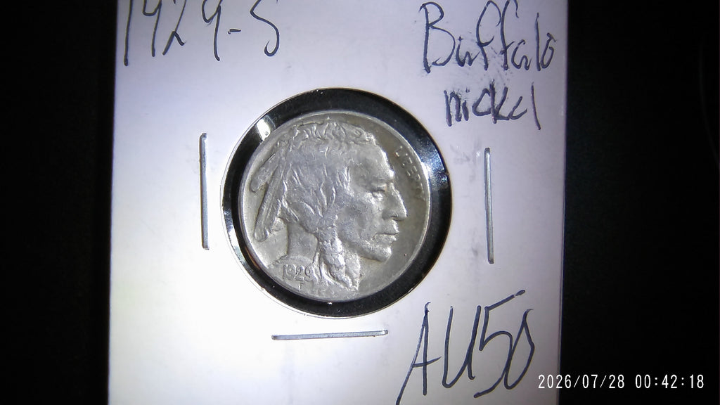 1929-S Buffalo Nickel AU50