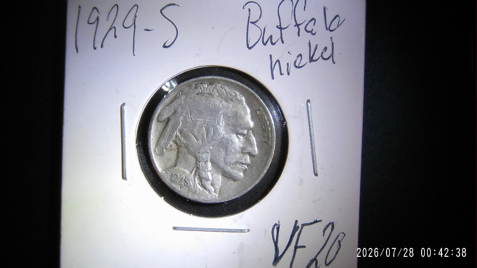 1929-S Buffalo Nickel VF20