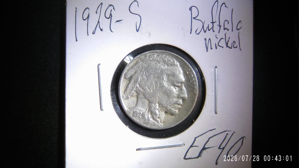 1929-S Buffalo Nickel EF40