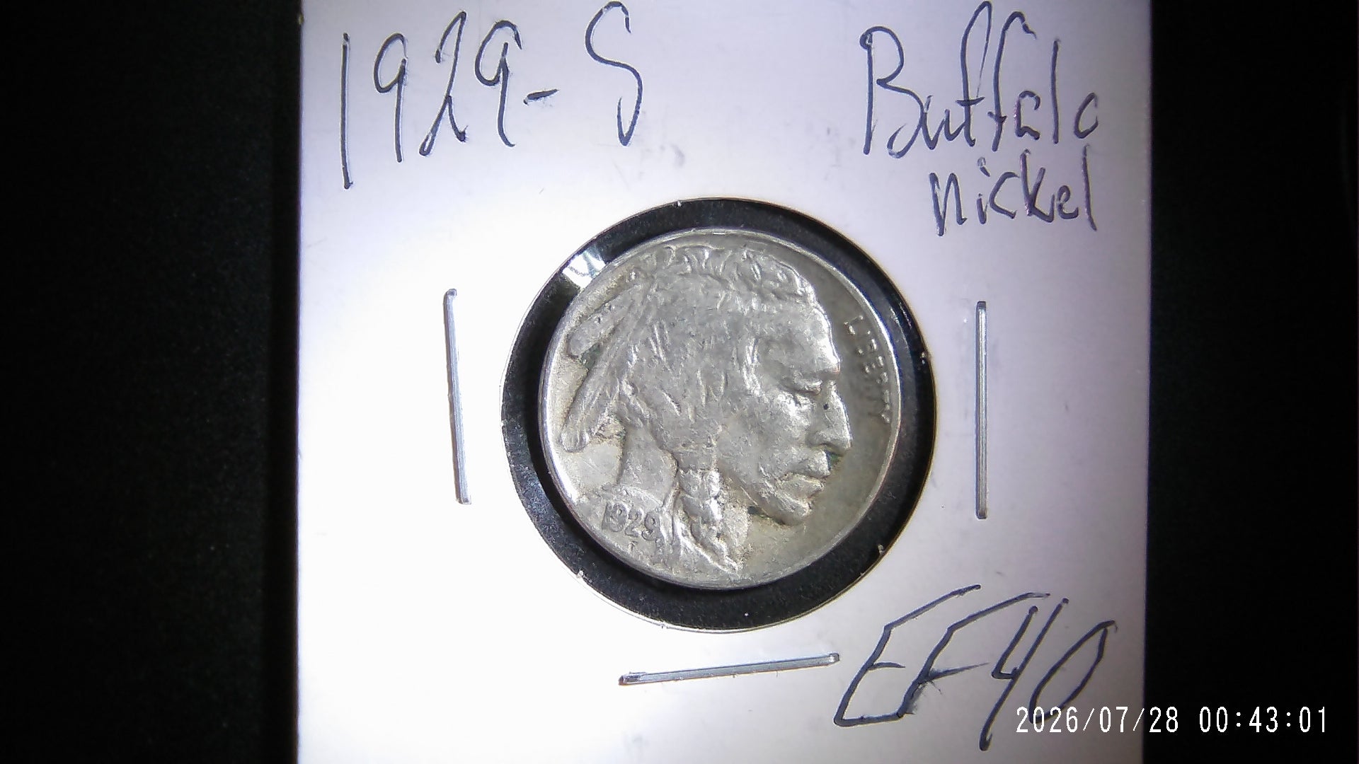 1929-S Buffalo Nickel EF40