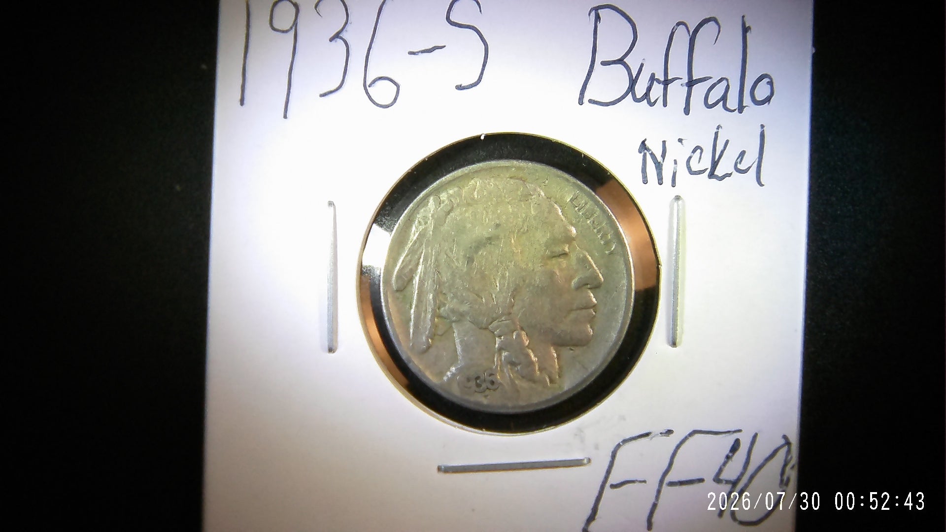 1936-S Buffalo Nickel EF40