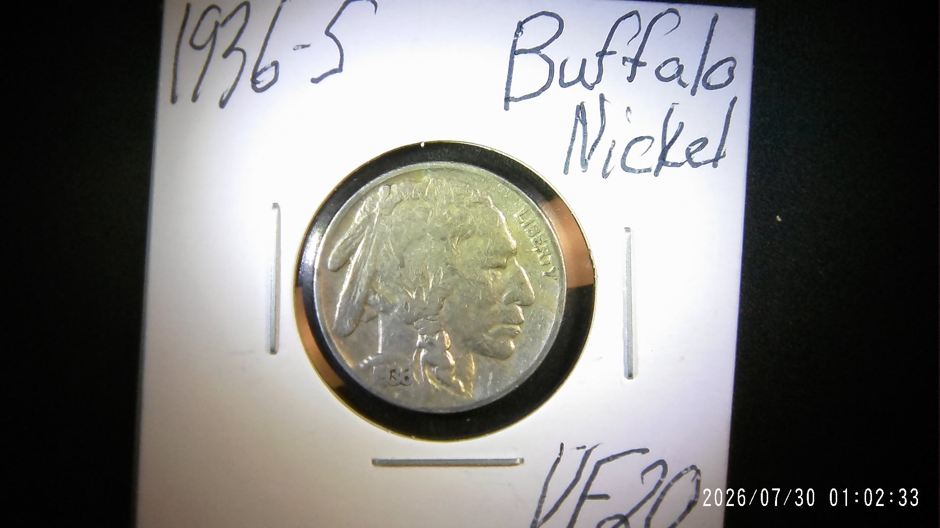 1936-S Buffalo Nickel VF20