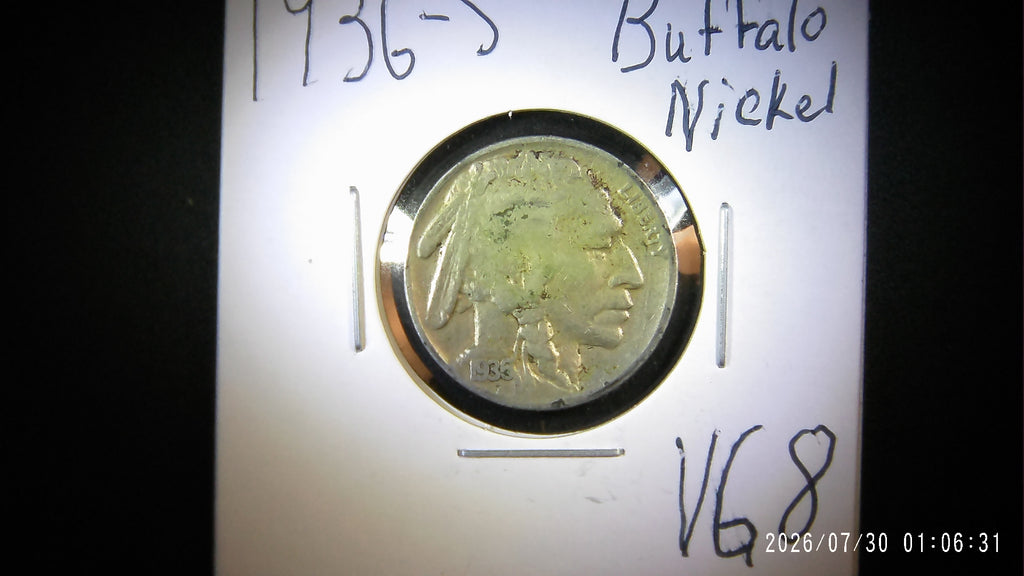 1936-S Buffalo Nickel VG8
