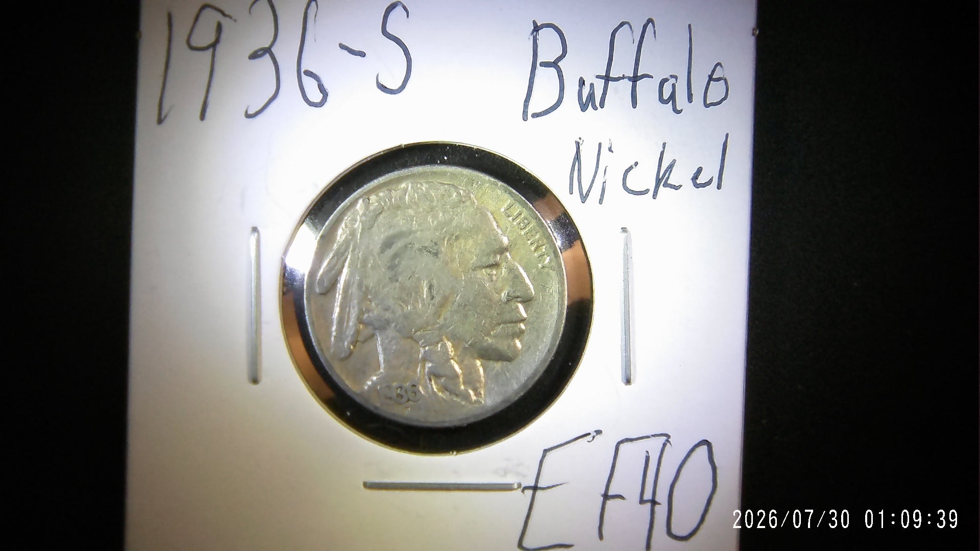 1936-S Buffalo Nickel EF40