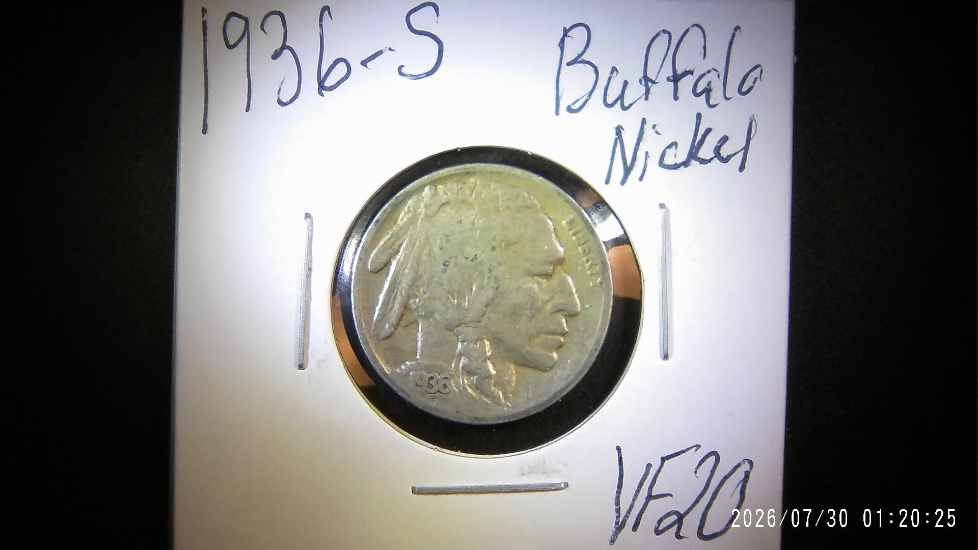 1936-S Buffalo Nickel VF20