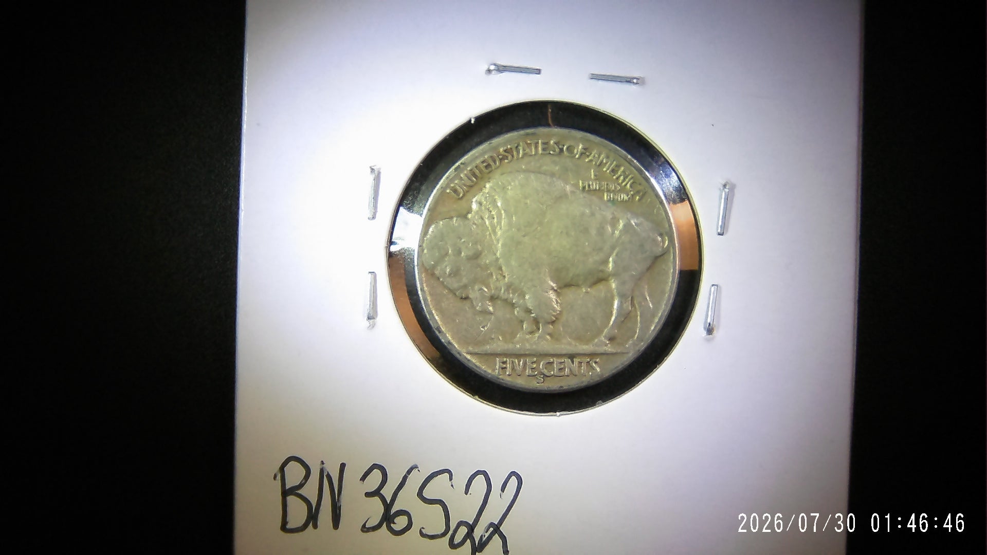 1936-S Buffalo Nickel AU50