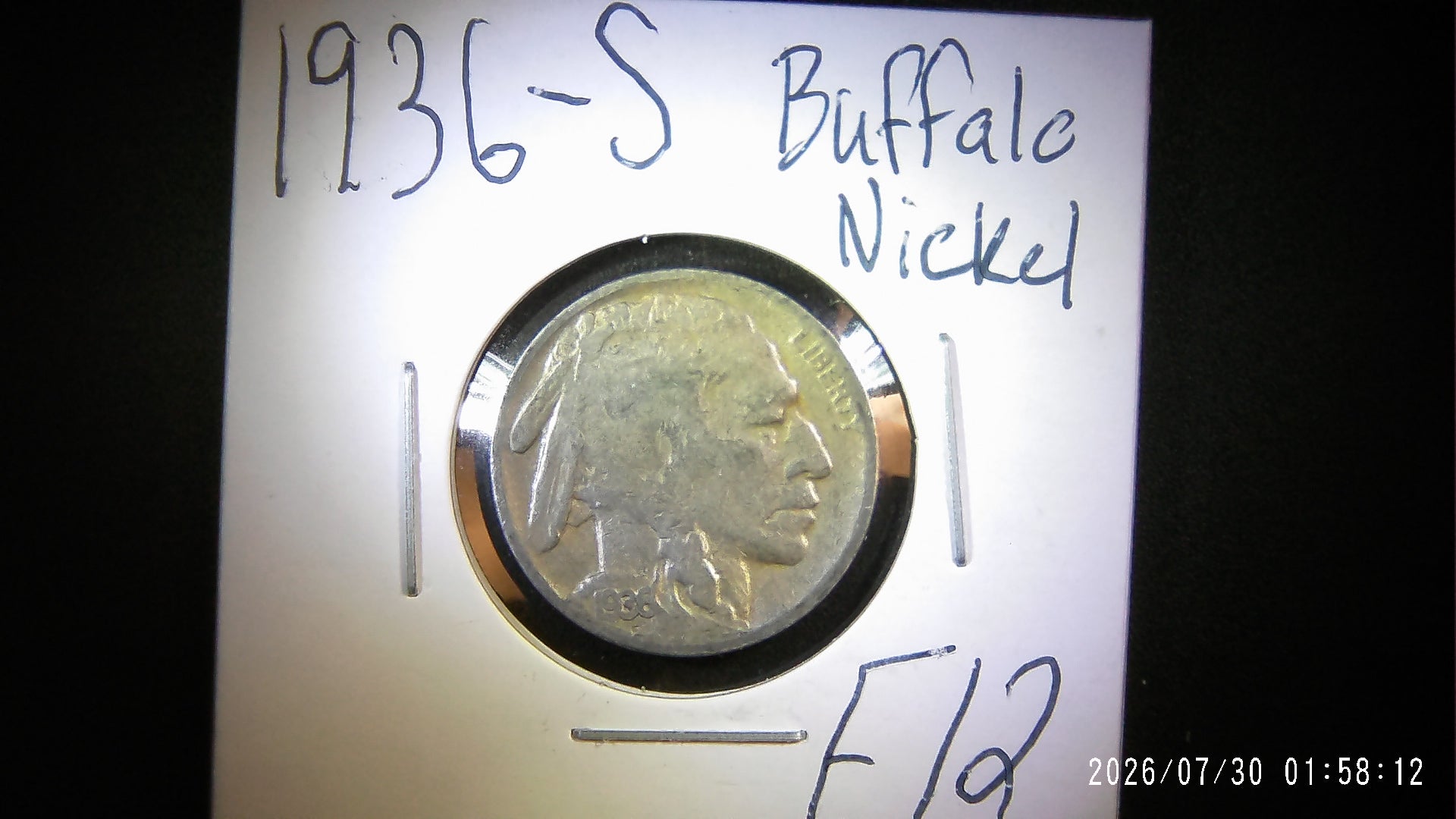 1936-S Buffalo Nickel F12