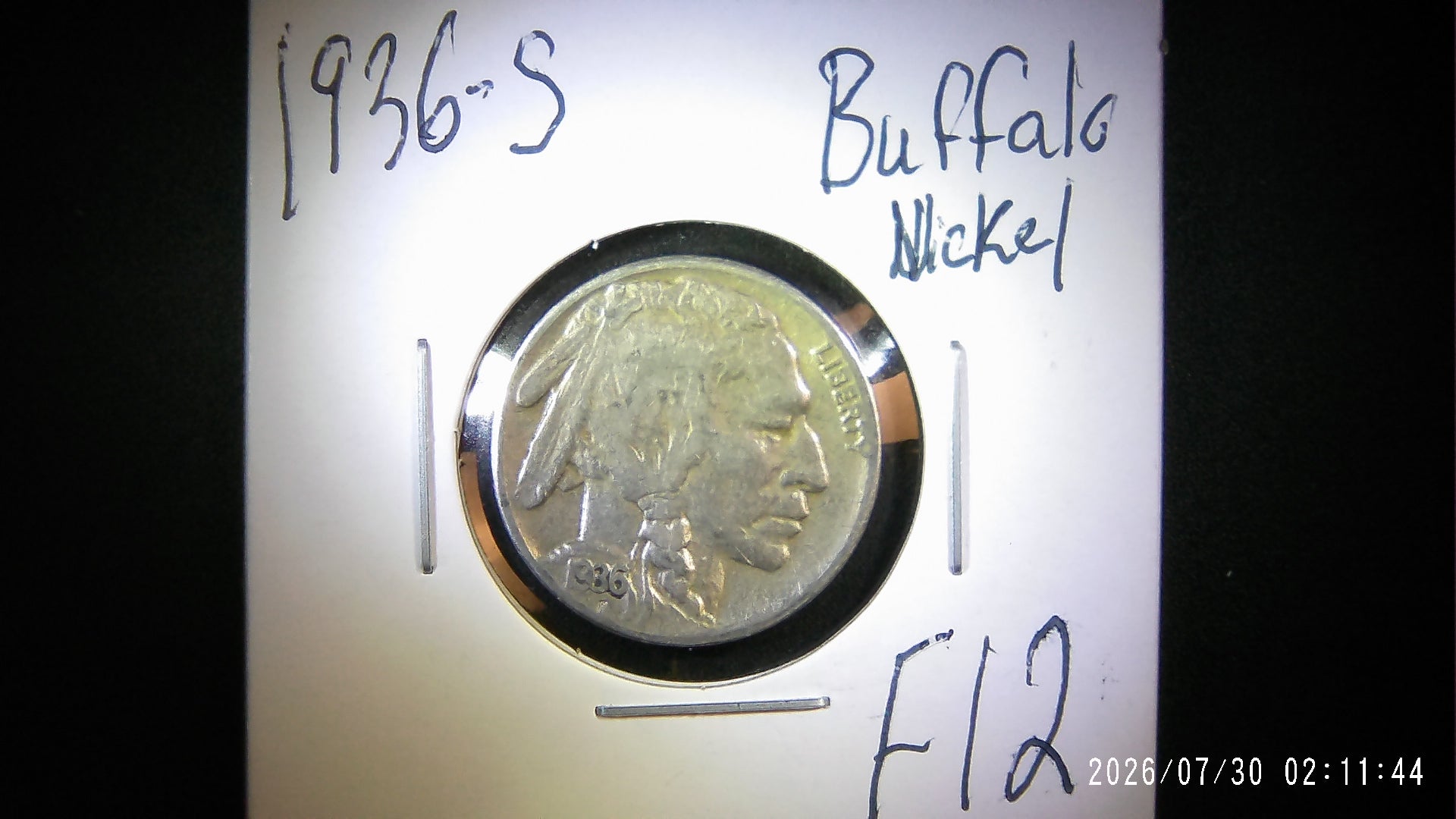 1936-S Buffalo Nickel F12