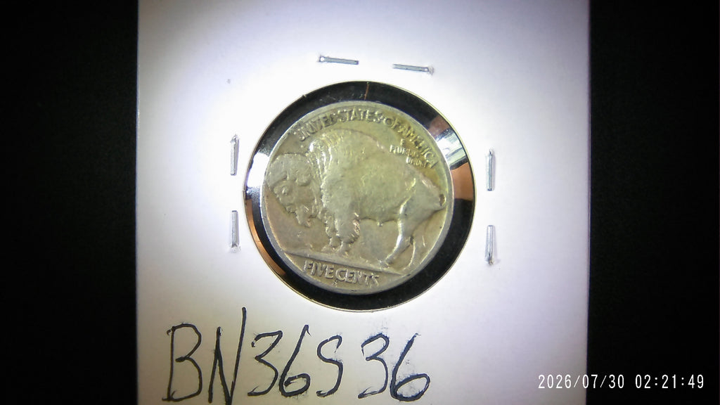 1936-S Buffalo Nickel AU50