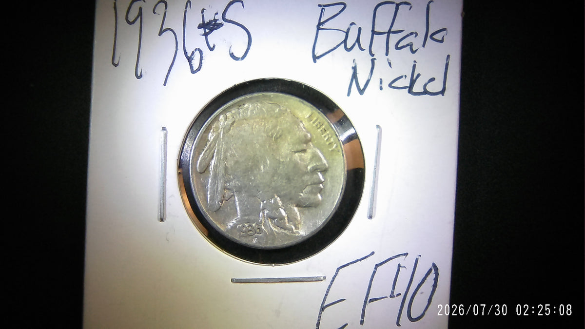 1936-S Buffalo Nickel EF40