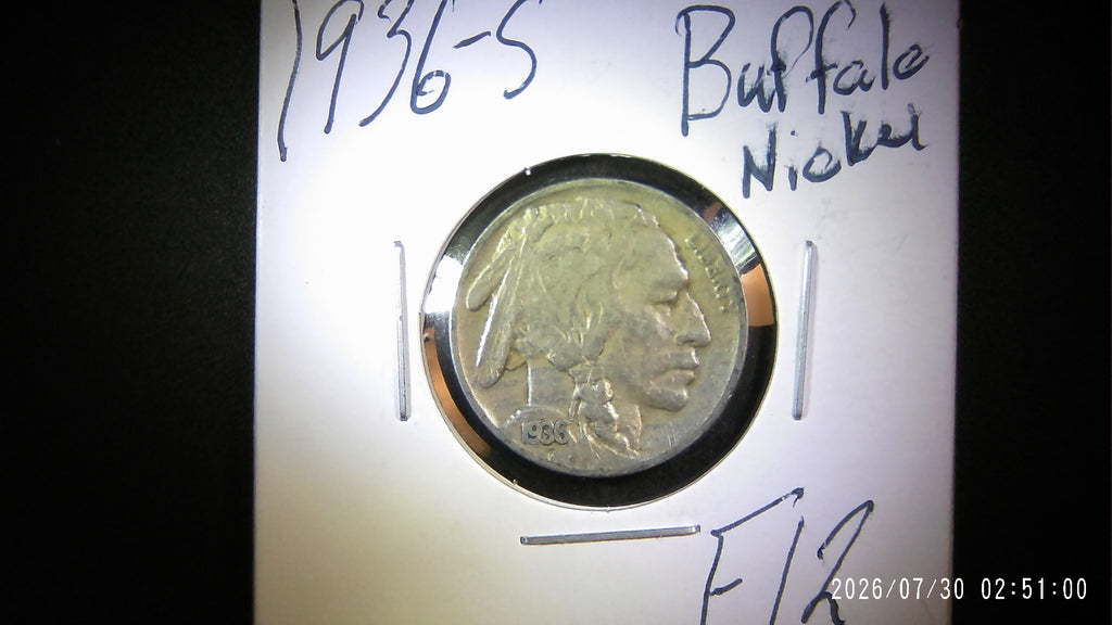 1936-S Buffalo Nickel F12