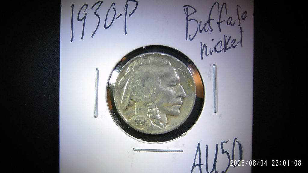 1930-P Buffalo Nickel AU50