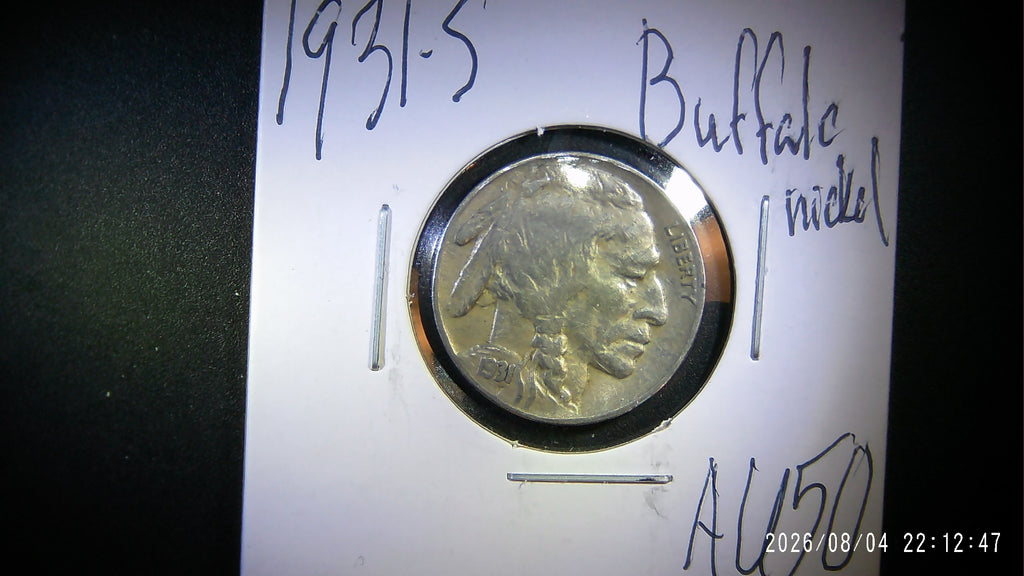 1931-S Buffalo Nickel AU50