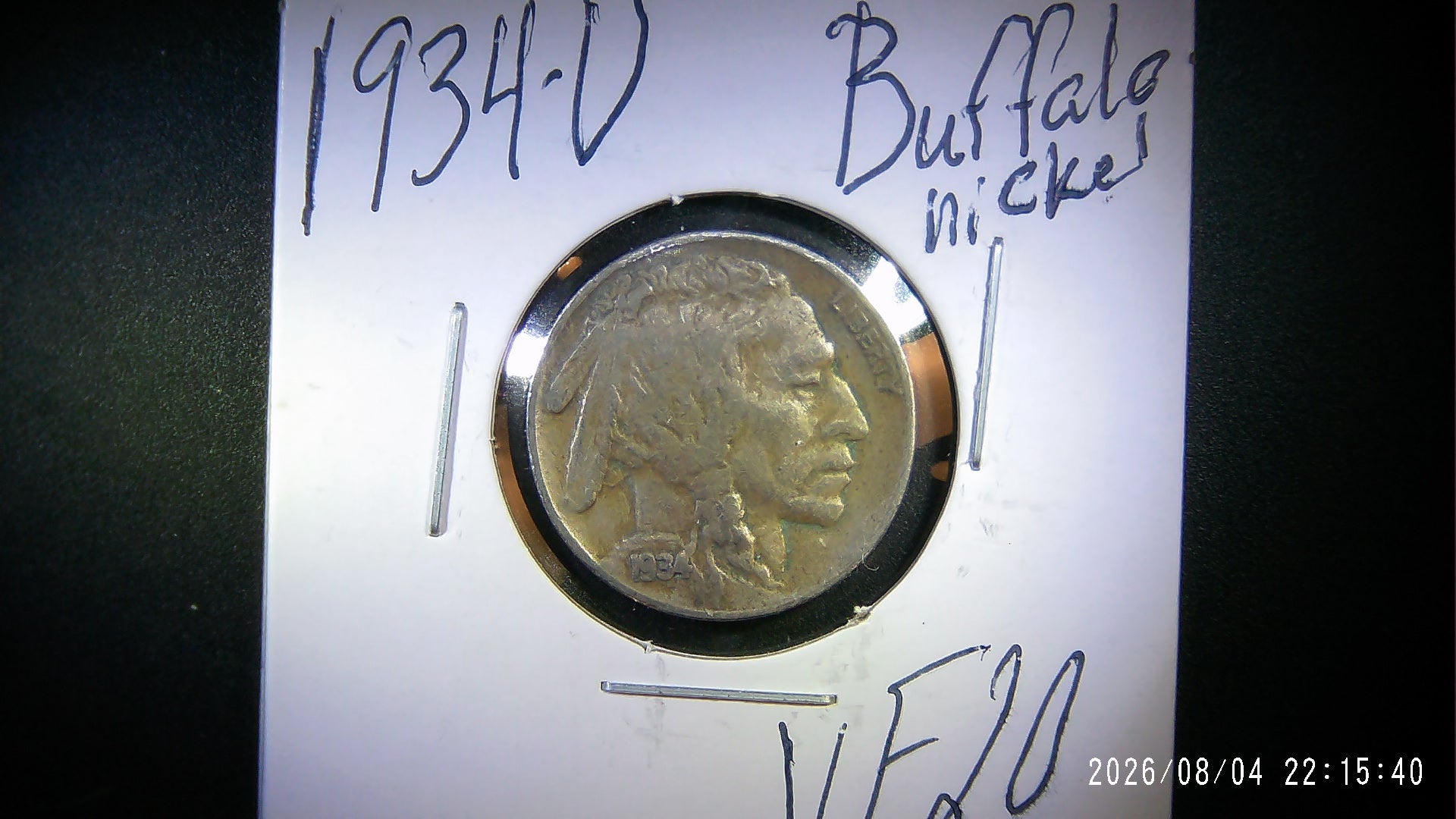 1934-D Buffalo Nickel VF20